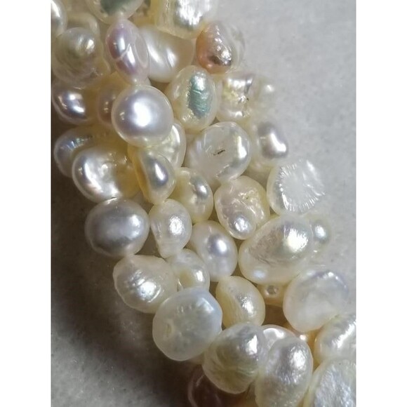 Luxury 5 Strand Pearl Necklace 30 IN & stamped 14k gold filigree clasps VTG Lux - Picture 7 of 15